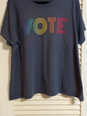 Port & Company Heather Blue Size 3XL Rainbow Vote For LGTBQ Rights Retro T-Shirt